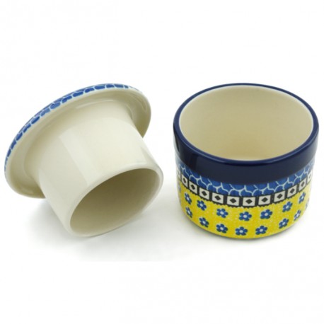 Polish Pottery Butter Crock - French Style - Sunburst