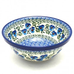 Polish Pottery Bowl - 5.5" - Blue Pansies