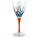 Italian Wine Glass - Multicolor with Orange Stem