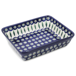 Polish Pottery Rectangular Baker - 11" - Peacock