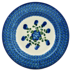 Polish Pottery Pasta or Soup Bowl - 10" - Blue Poppy