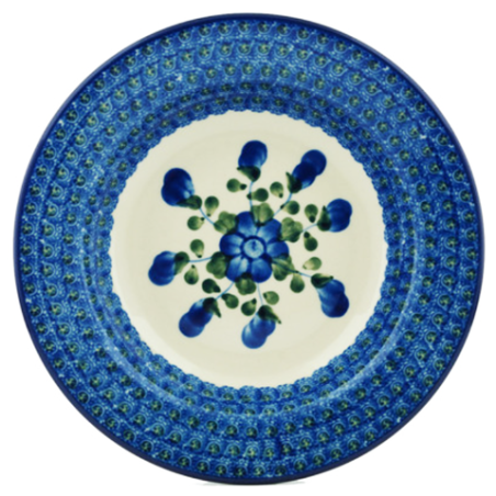 Polish Pottery Pasta or Soup Bowl - 10" - Blue Poppy