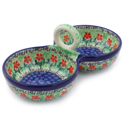 Polish Pottery Double Serving Bowl - Maraschino