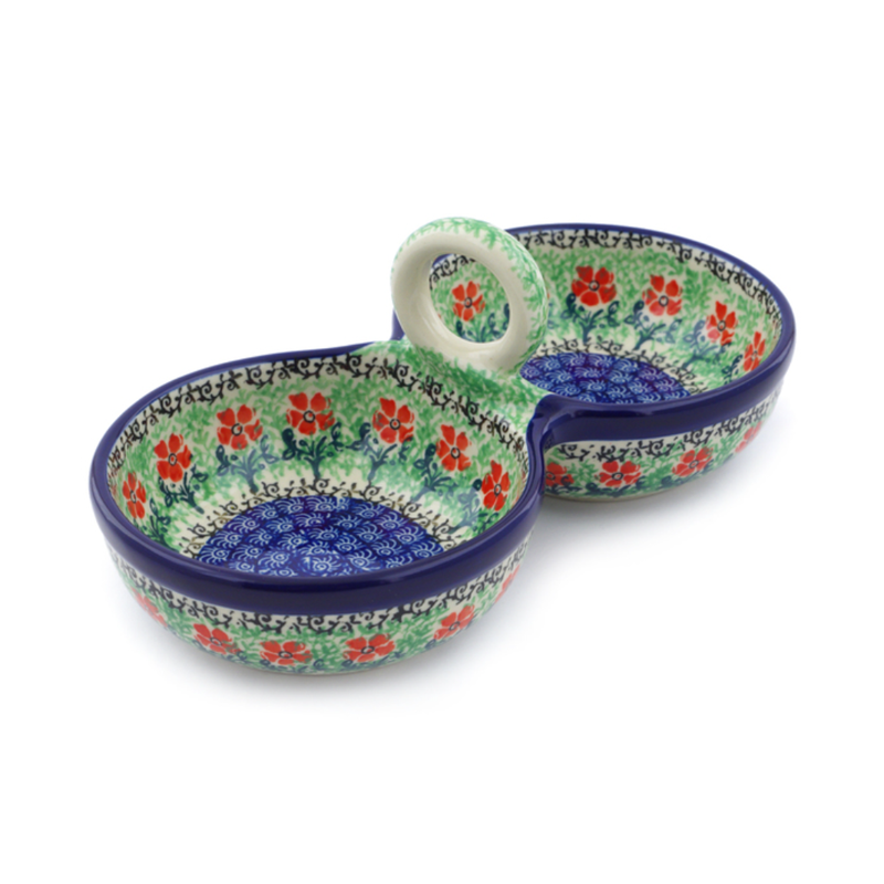 Polish Pottery Double Serving Bowl - Maraschino