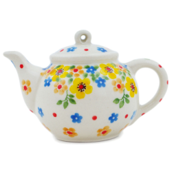 Polish Pottery Teapot Ornament - 4" - Buttercup