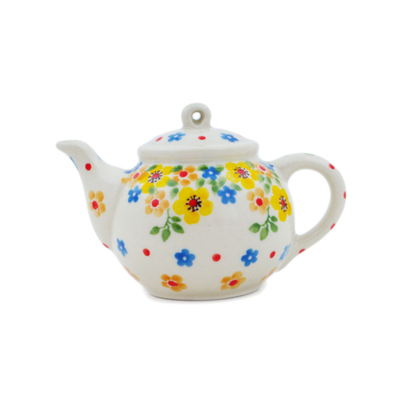 Polish Pottery Teapot Ornament - 4" - Buttercup