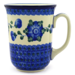 Polish Pottery Bistro Mug - 16 oz - Blue Poppy