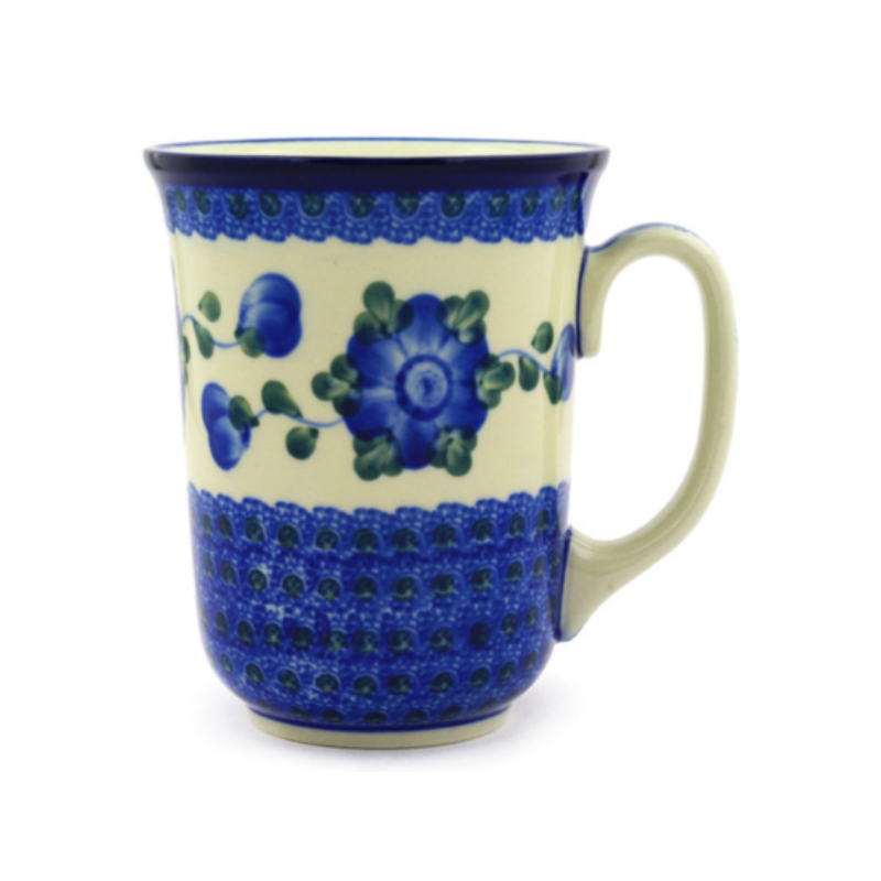 Polish Pottery Bistro Mug - 16 oz - Blue Poppy