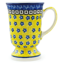 Polish Pottery 8 oz Pedestal Mug Sunburst by Ceramika Artystyczna