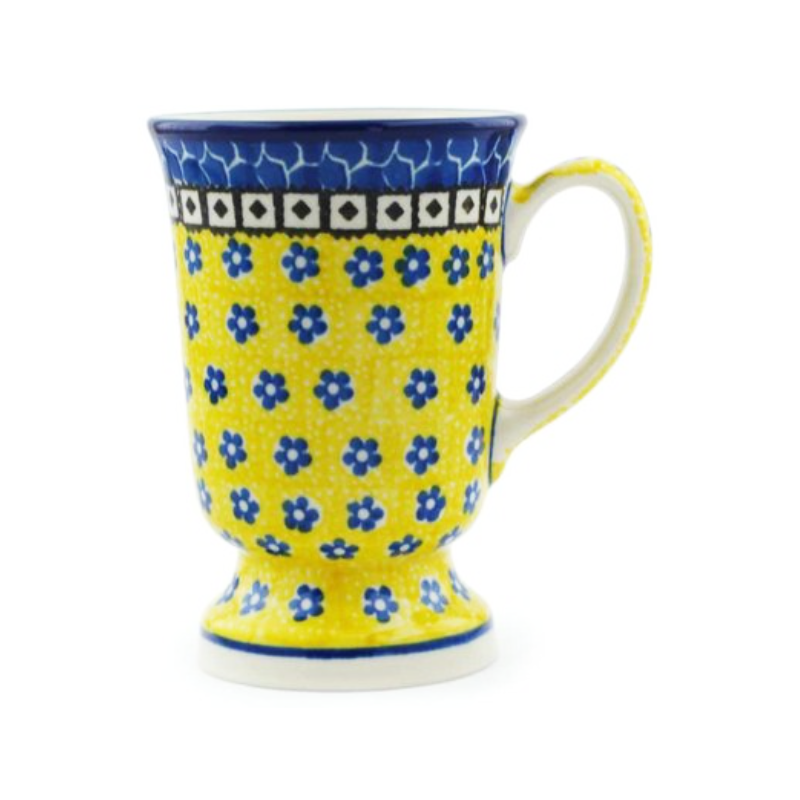 Polish Pottery 8 oz Pedestal Mug Sunburst by Ceramika Artystyczna
