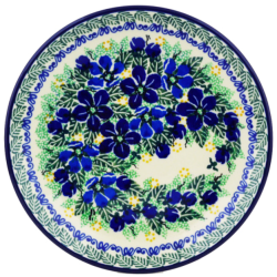 Polish Pottery Plate - 8" - Blue Starflower - Unikat