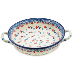 Polish Pottery Round Baker - 8" - Patriotic