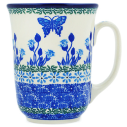 Polish Pottery Bistro Mug - 16 oz - Butterfly Garden