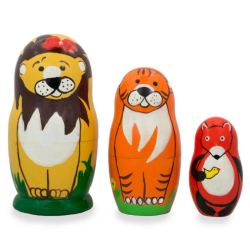 Set of 3 Nesting Dolls - 4.25" - Animals - Made in Ukraine