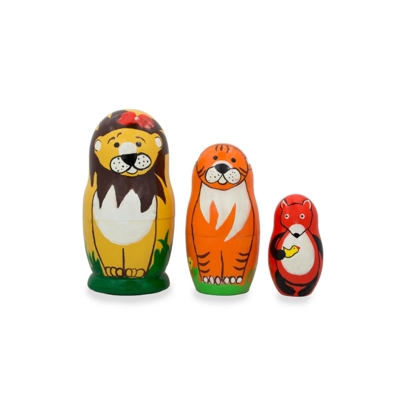 Set of 3 Nesting Dolls - 4.25" - Animals - Made in Ukraine