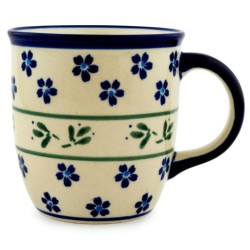 Polish Pottery Mug - 12 oz - Blue Daisies