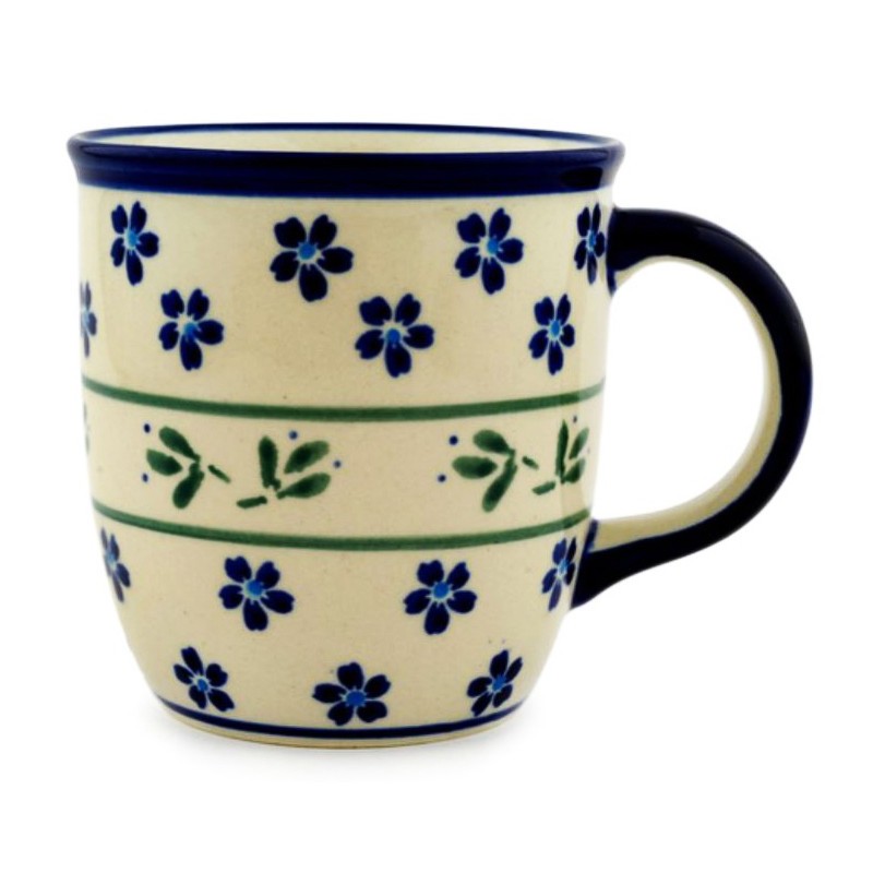 Polish Pottery Mug - 12 oz - Blue Daisies