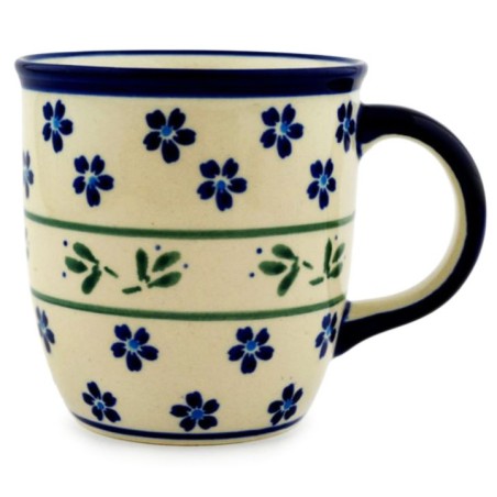 Polish Pottery Mug - 12 oz - Blue Daisies