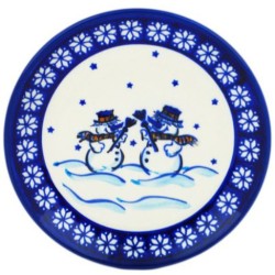 Polish Pottery Plate - 6" - Snowmen