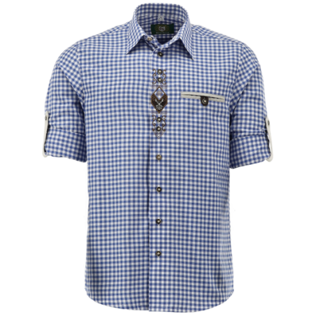 German Traditional Men's Fest Shirt Blue/White