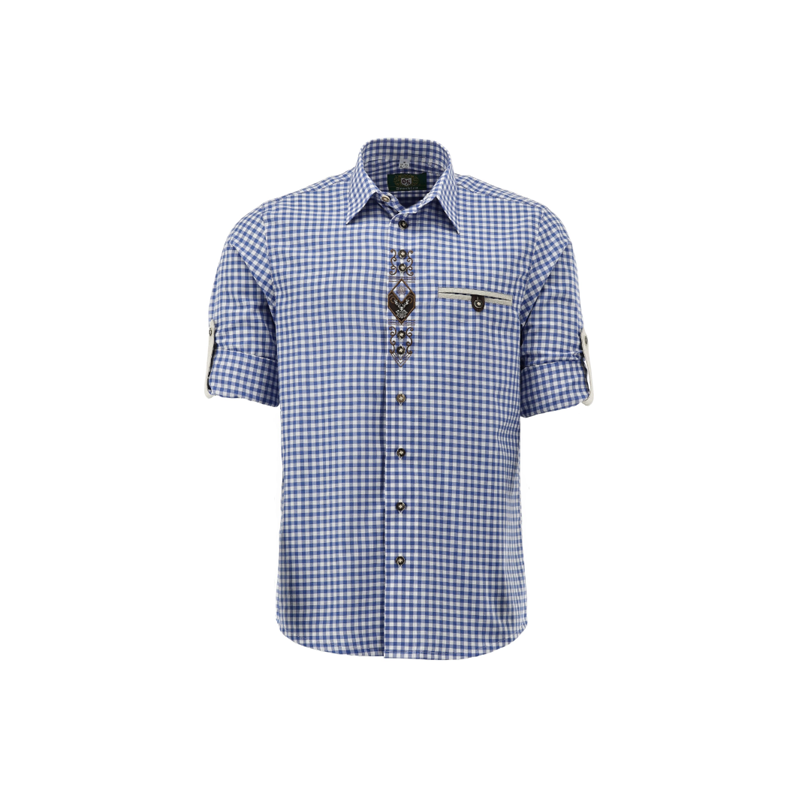 German Traditional Men's Fest Shirt Blue/White