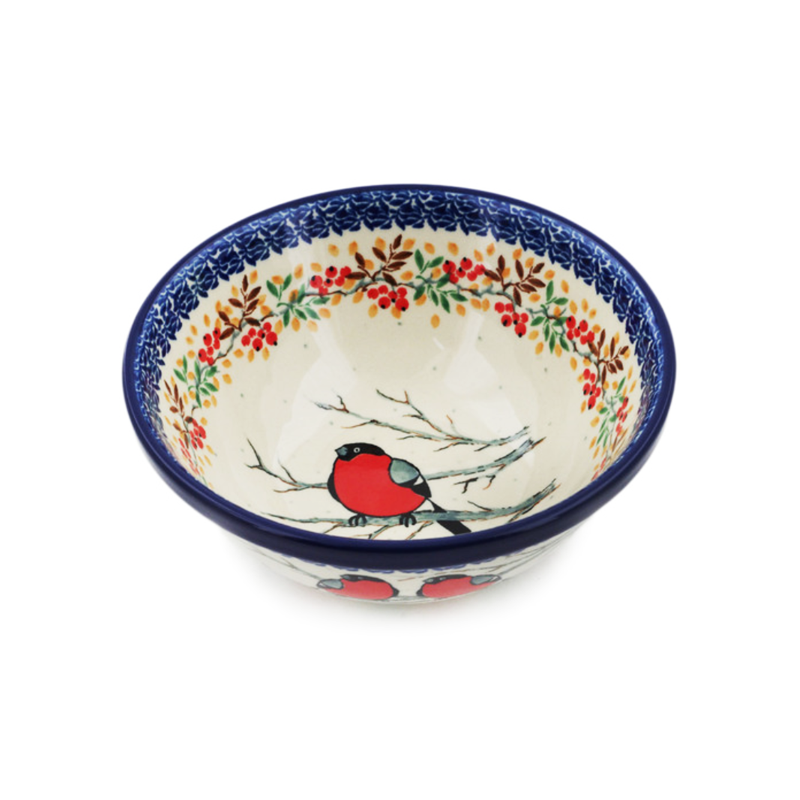 Polish Pottery Bowl - 6.5" - Unikat - Red Birds