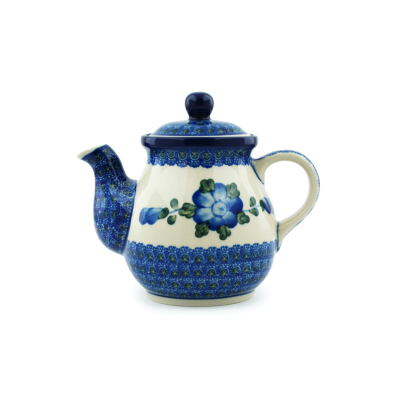 Polish Pottery Tea or Coffee Pot - 20 oz. - Blue Poppy