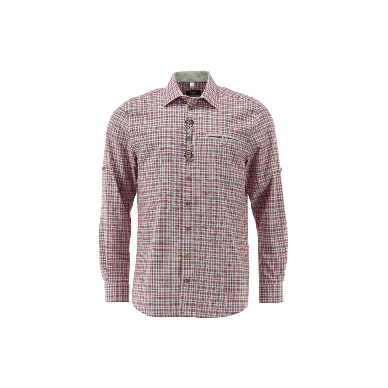 L German Traditional Men's Fest Shirt Red/White