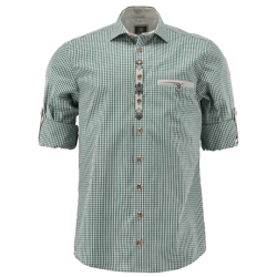 L German Traditional Men's Fest Shirt Green/White
