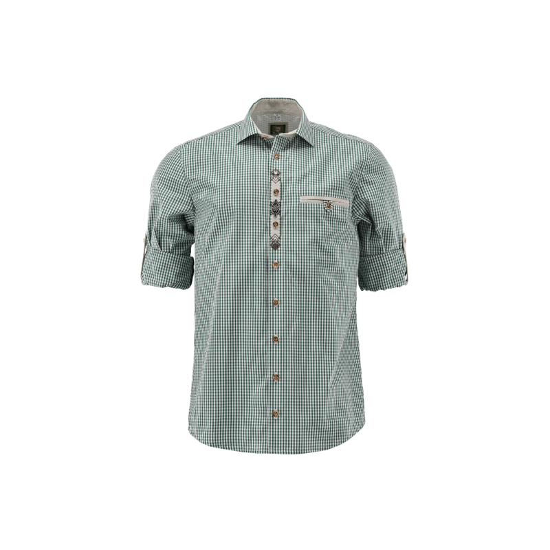 L German Traditional Men's Fest Shirt Green/White