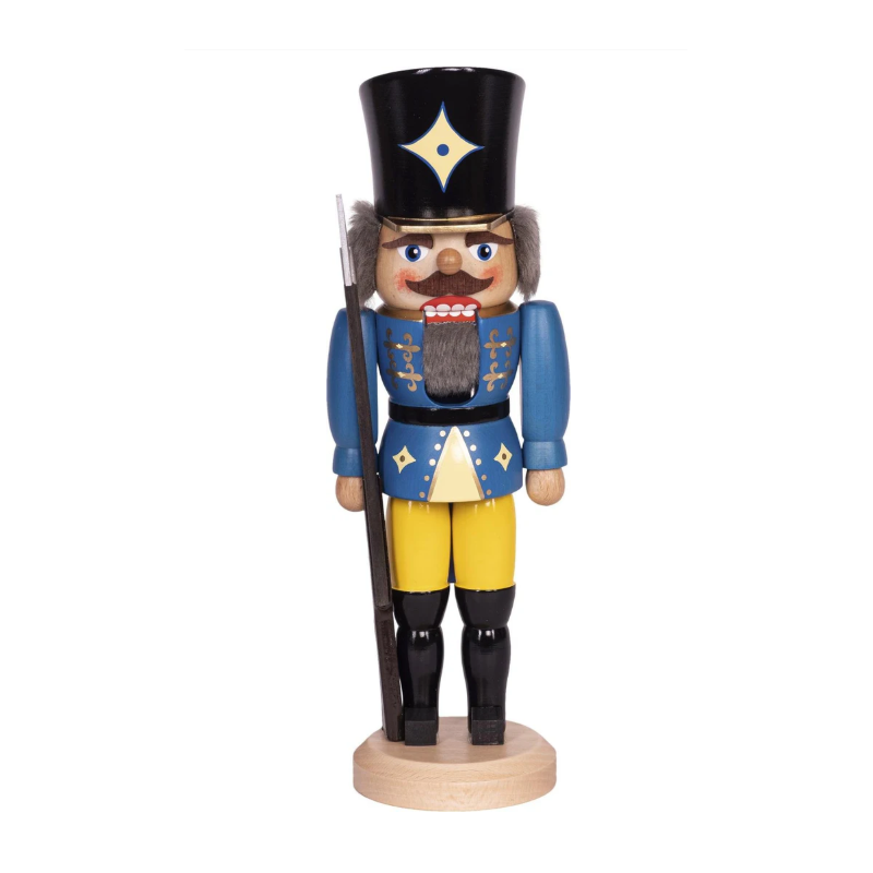 Blue and Yellow Soldier Nutcracker - 14" - Handmade in Germany