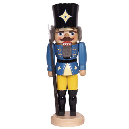 Blue and Yellow Soldier Nutcracker - 14" - Handmade in Germany