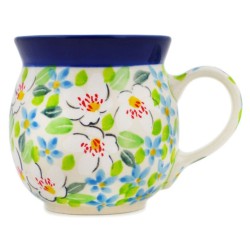 Polish Pottery Bubble Mug - 8 oz - Unikat - Delicate Blossoms