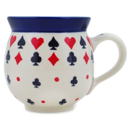 Polish Pottery Bubble Mug - 12 oz - Card Suits