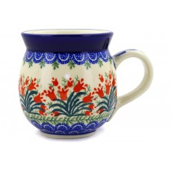 Polish Pottery Bubble Mug - 16 oz - Crimson Bells