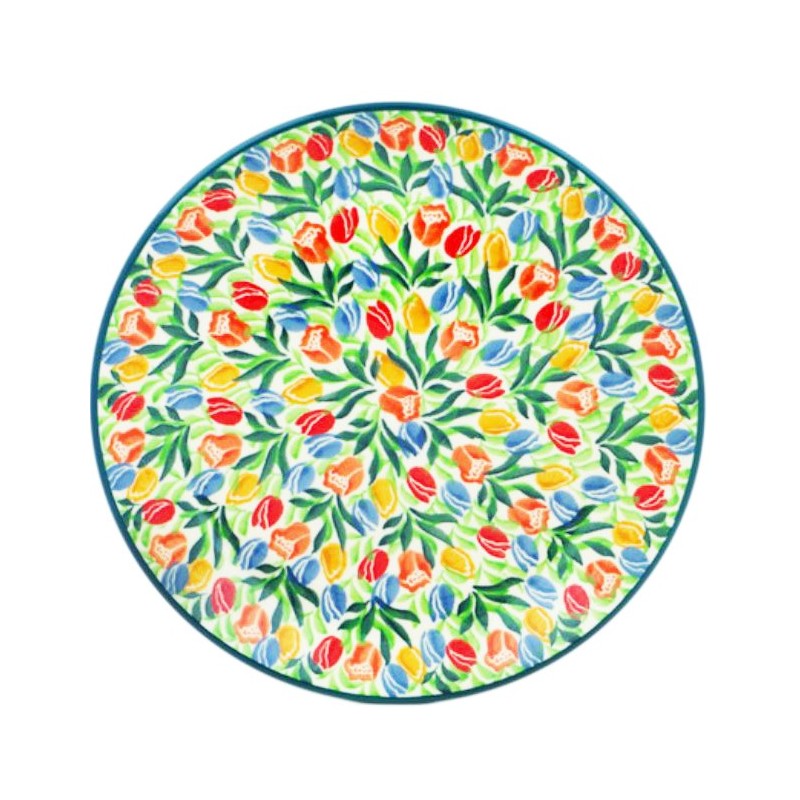 Polish Pottery Plate - 8" - Tulips - Unikat