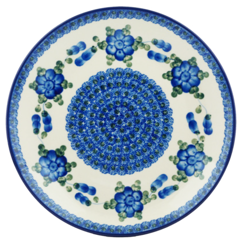 Polish Pottery Plate - 10" - Blue Poppy