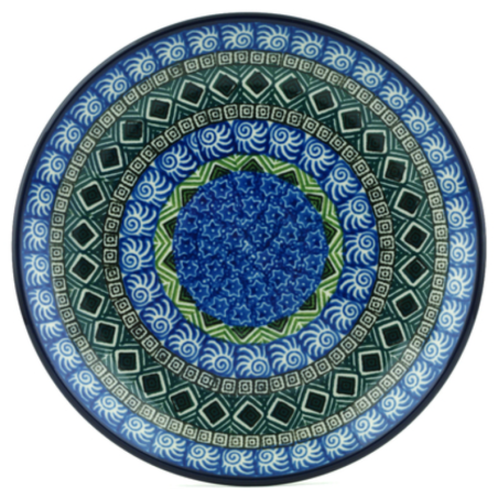 Polish Pottery Plate - 8" - Aztec Blue and Green