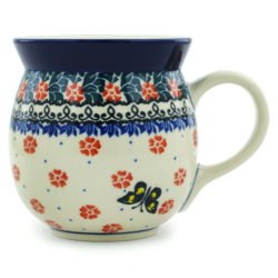 Polish Pottery Bubble Mug - 16 oz - Yellow Butterfly