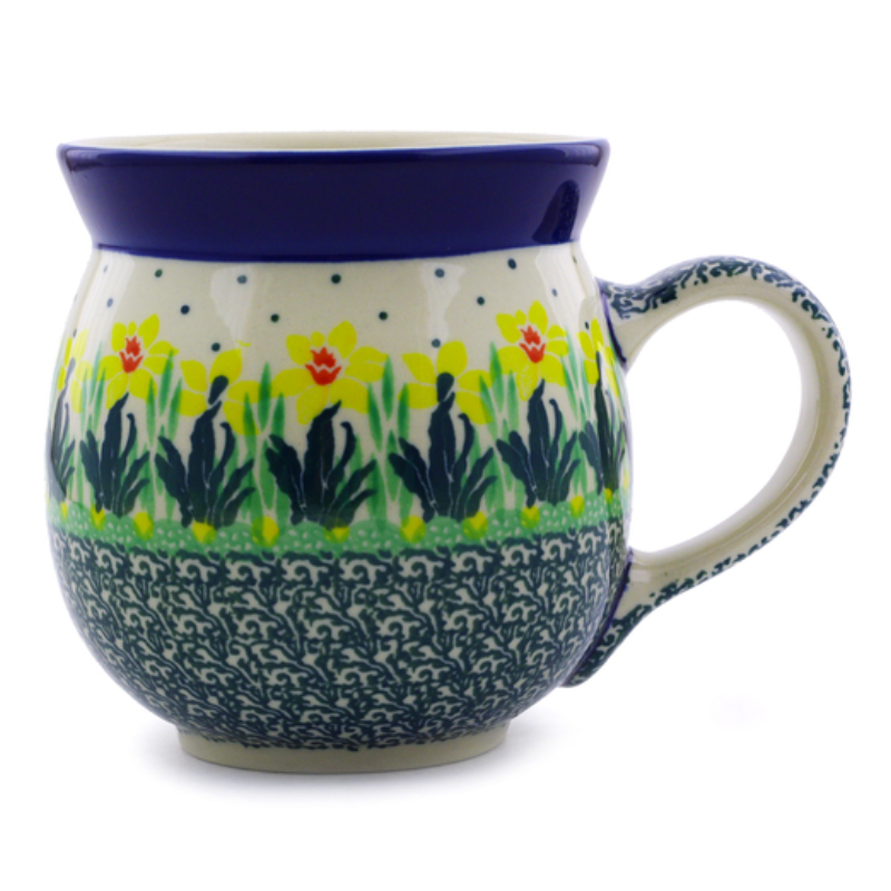 Polish Pottery Bubble Mug - 16 oz - Daffodils