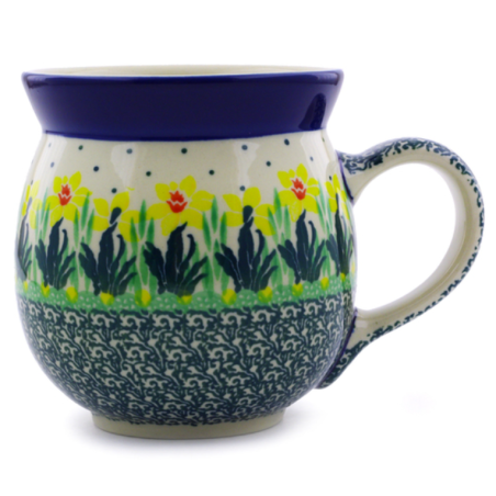 Polish Pottery Bubble Mug - 16 oz - Daffodils