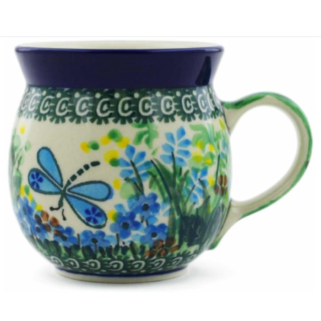 Polish Pottery Bubble Mug - 8 oz - Dragonfly - Unikat
