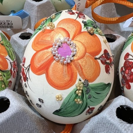 Eggshell Ornament Orange Flowers