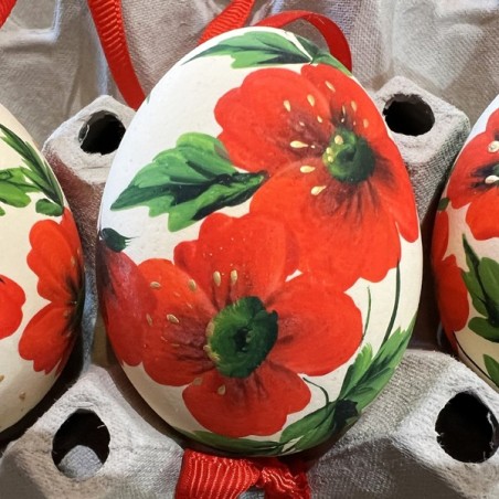 Eggshell Ornament Red Poppies