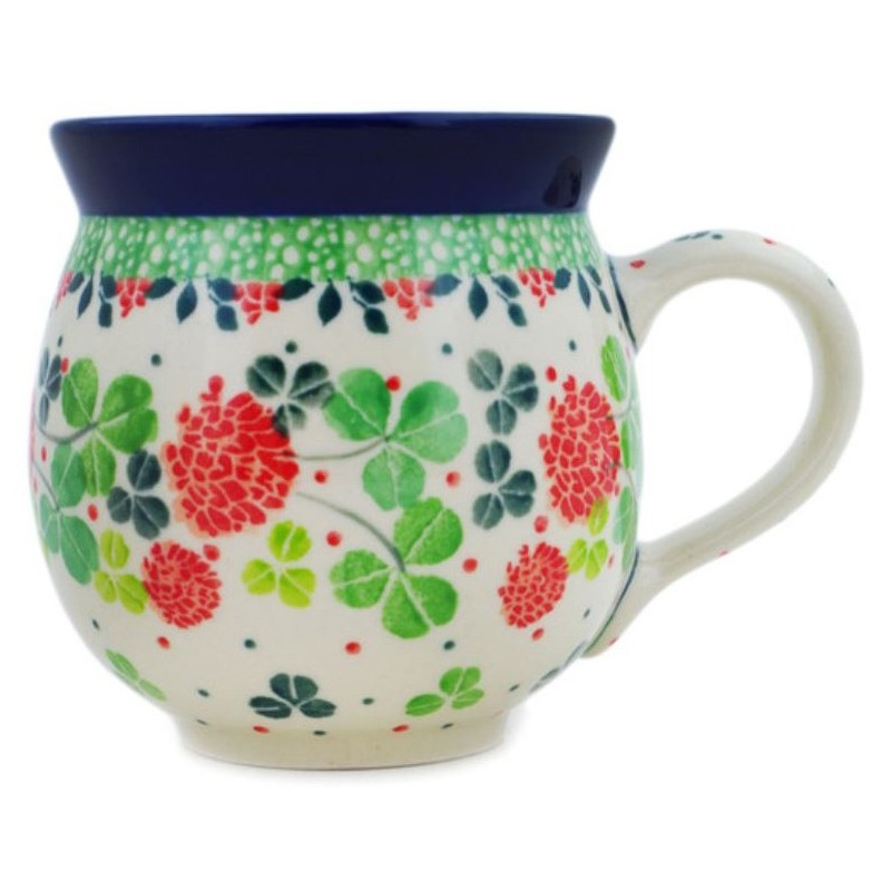 Polish Pottery Bubble Mug - 12 oz - Shamrocks