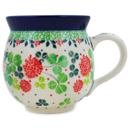 Polish Pottery Bubble Mug - 12 oz - Shamrocks