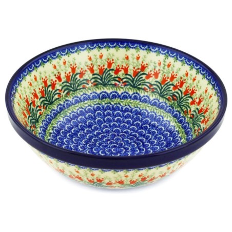 Polish Pottery Bowl - 11" - Crimson Bells
