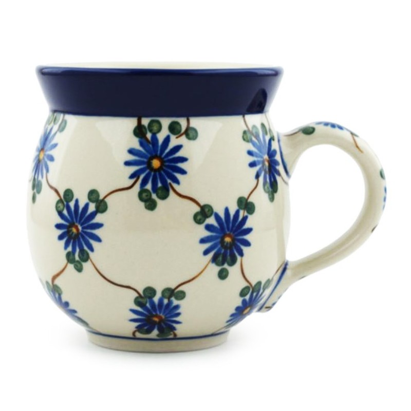 Polish Pottery Bubble Mug - 12 oz - Daisy Lattice