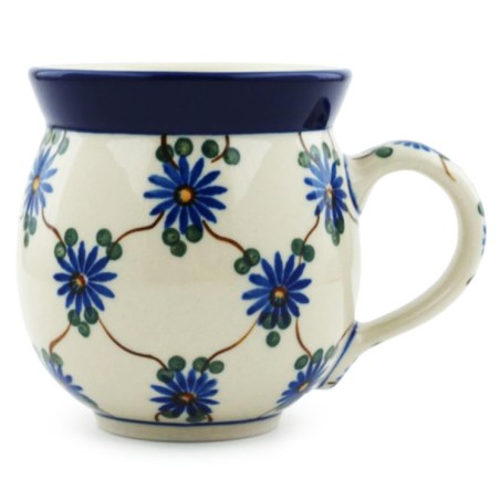 Polish Pottery Bubble Mug - 12 oz - Daisy Lattice