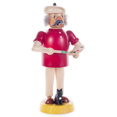 Painter with Cat Incense Smoker Handmade in Germany